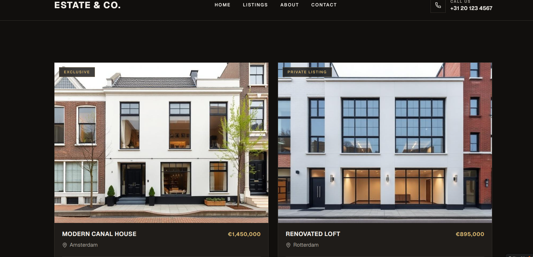 Estate & Co. property listings screenshot