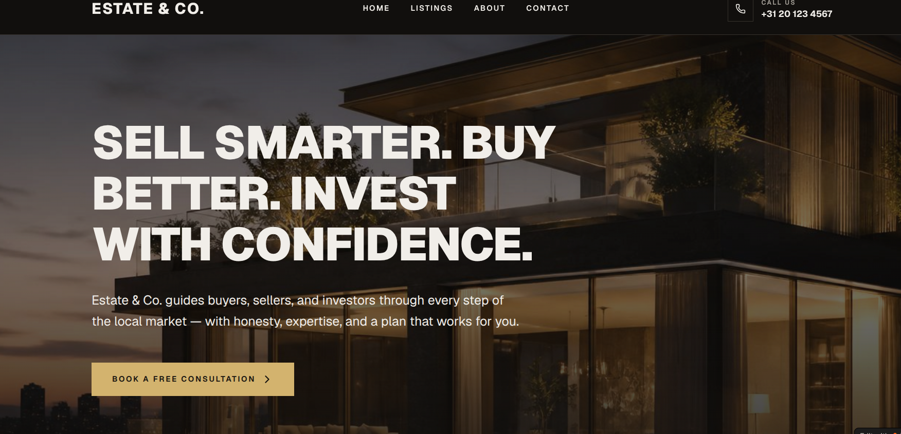 Estate & Co. hero website screenshot
